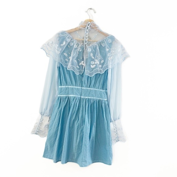 House of Aama Southern Girl Blue Victorian Ruffled Mini Dress Womens 2 New - Picture 12 of 15